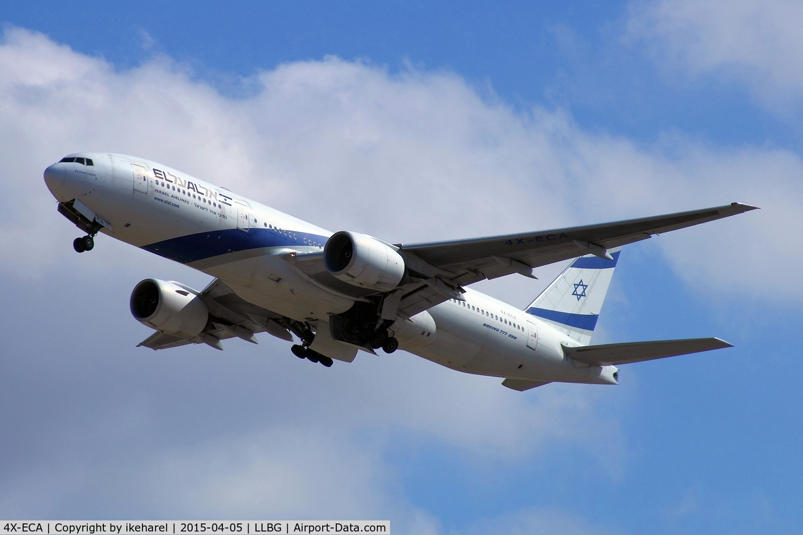 4X-ECA, 2001 Boeing 777-258/ER C/N 30831, T/O runway 26.