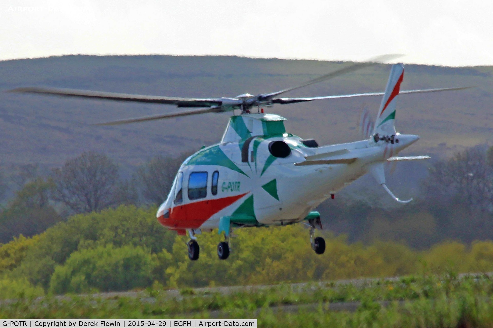 G-POTR, 1999 Agusta A-109E Power C/N 11043, A109E, Welshpool based, seen lifting runway 22, en-route to RTB.