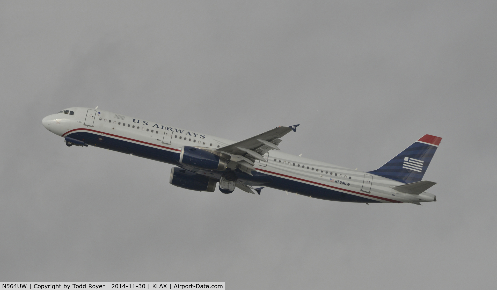 N564UW, 2012 Airbus A321-231 C/N 5374, Departing LAX on 25R