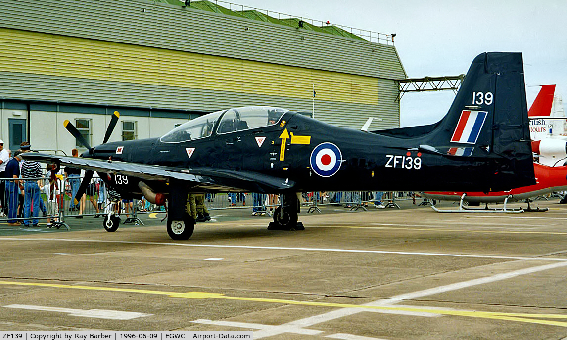 ZF139, 1988 Short S-312 Tucano T1 C/N S005/T5, Shorts Emb-312 Tucano T.1 [T5] (Royal Air Force) RAF Cosford~G 09/06/1996