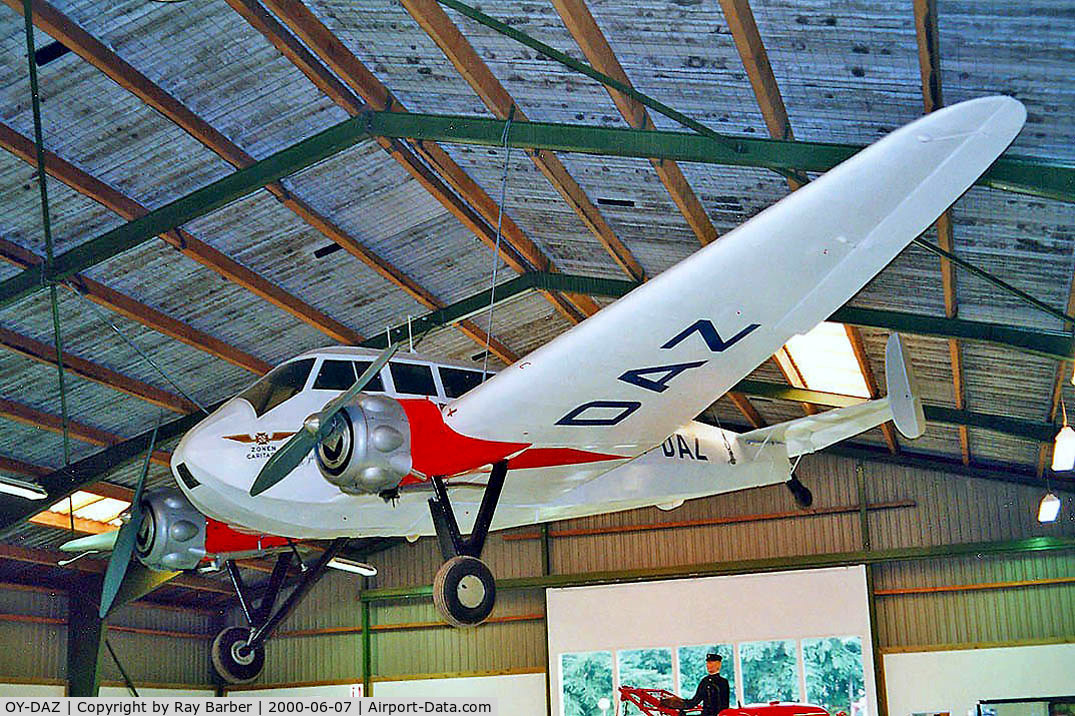 OY-DAZ, 1937 General Aircraft Monospar ST-25 Ambulance C/N GAL/ST/25/95, General Aviation Monospar ST-25 Ambulance [ST25/95] (Egeskov Veteranmuseum) Egeskov~OY 07/06/2000