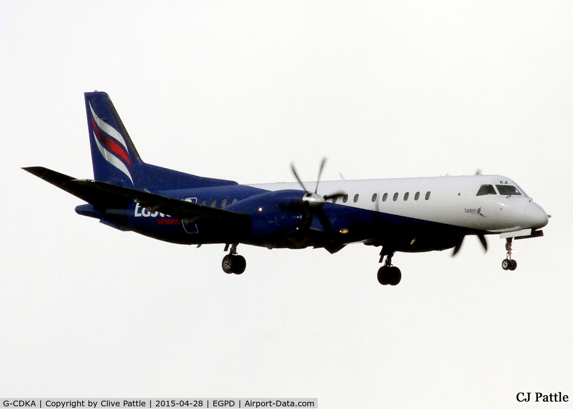 G-CDKA, 1993 Saab 2000 C/N 2000-006, On finals to EGPD Aberdeen