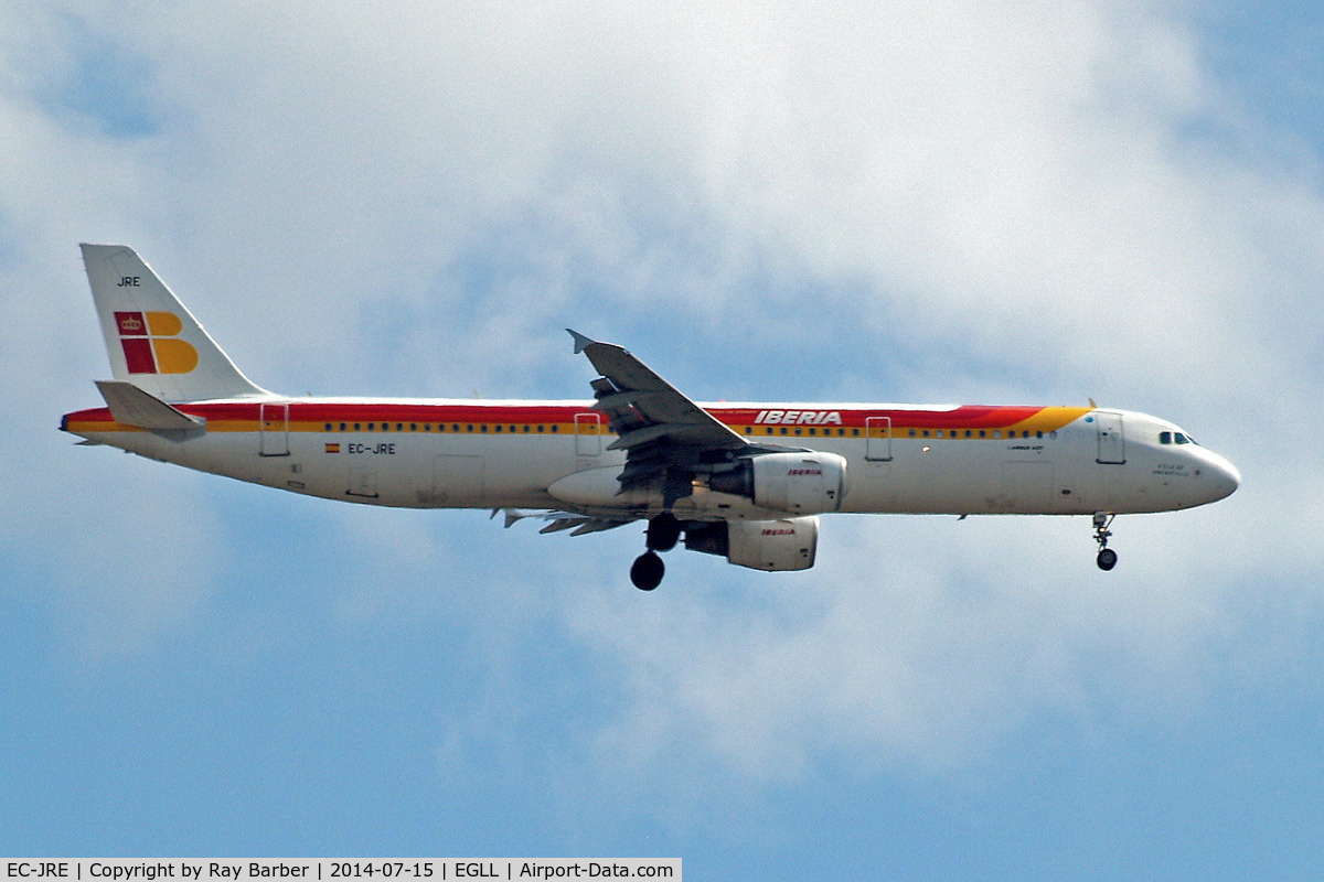 EC-JRE, 2006 Airbus A321-211 C/N 2756, Airbus A321-211 [2756] (Iberia) Home~G 15/07/2014. On approach 27L.