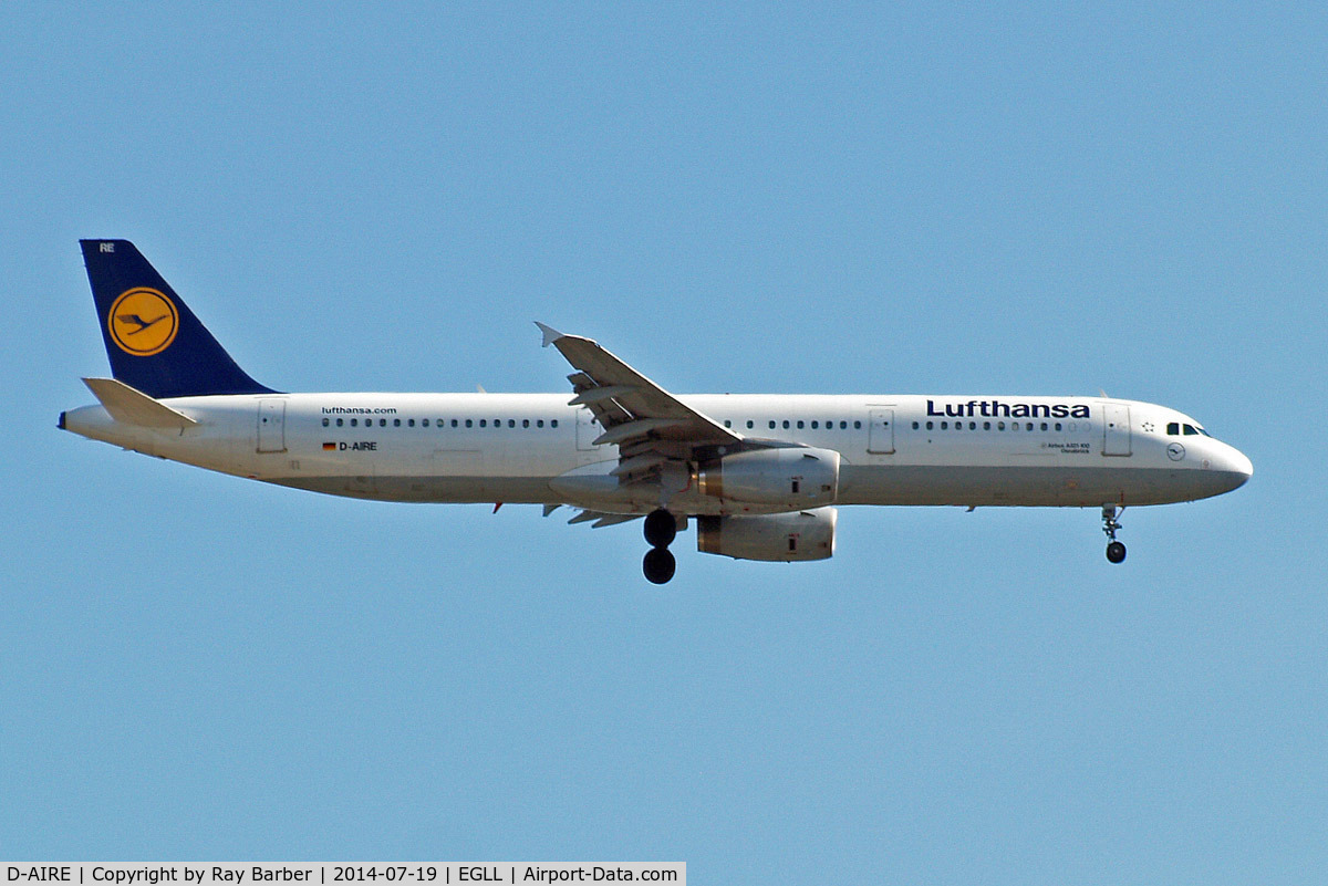 D-AIRE, 1994 Airbus A321-131 C/N 0484, Airbus A321-131 [0484] (Lufthansa) Home~G 19/07/2014. On approach 27L.