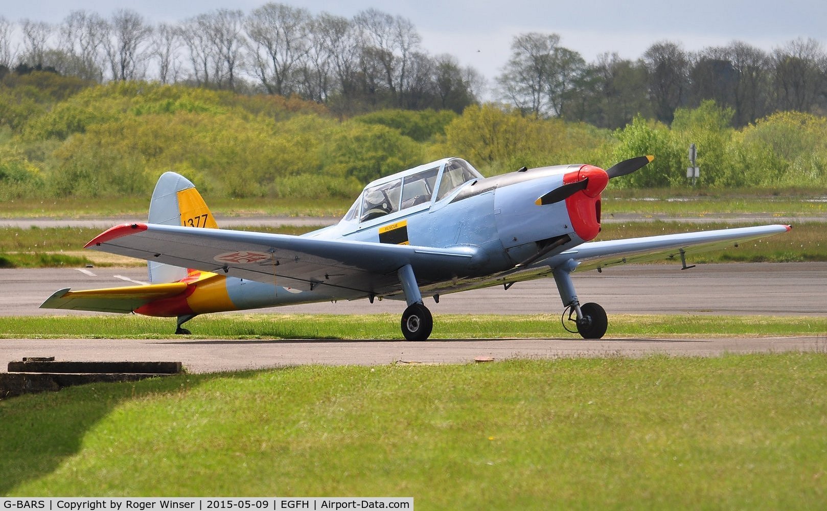 G-BARS, 1952 De Havilland DHC-1 Chipmunk T.10 C/N C1/0557, Visiting Chipmunk aircraft in Portuguese Air Force markings and s/n 1377. Previously WK520 in RAF service.
