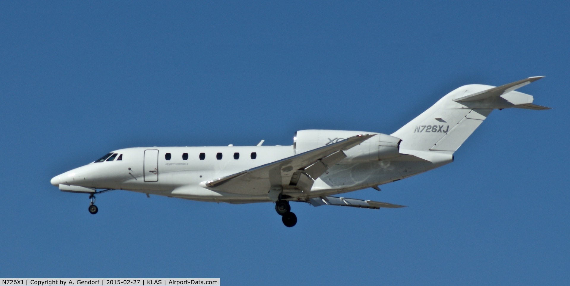 N726XJ, 2004 Cessna 750 Citation X Citation X C/N 750-0226, XOJet (untitled), is here landing at Las Vegas Int'l(KLAS)