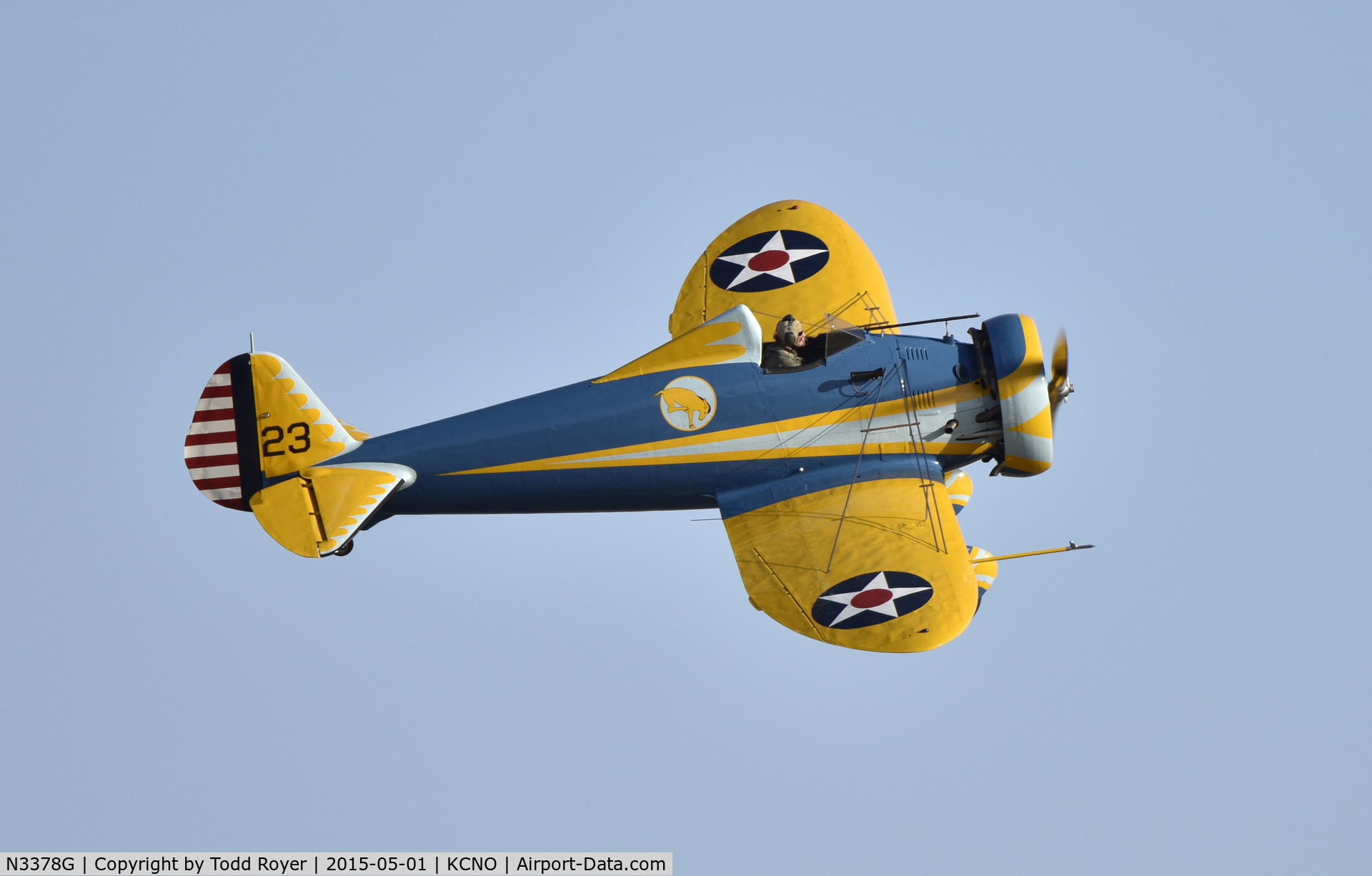 N3378G, 1933 Boeing P-26 Peashooter C/N 33123, Flying at the 2015 Planes of Fame Airshow