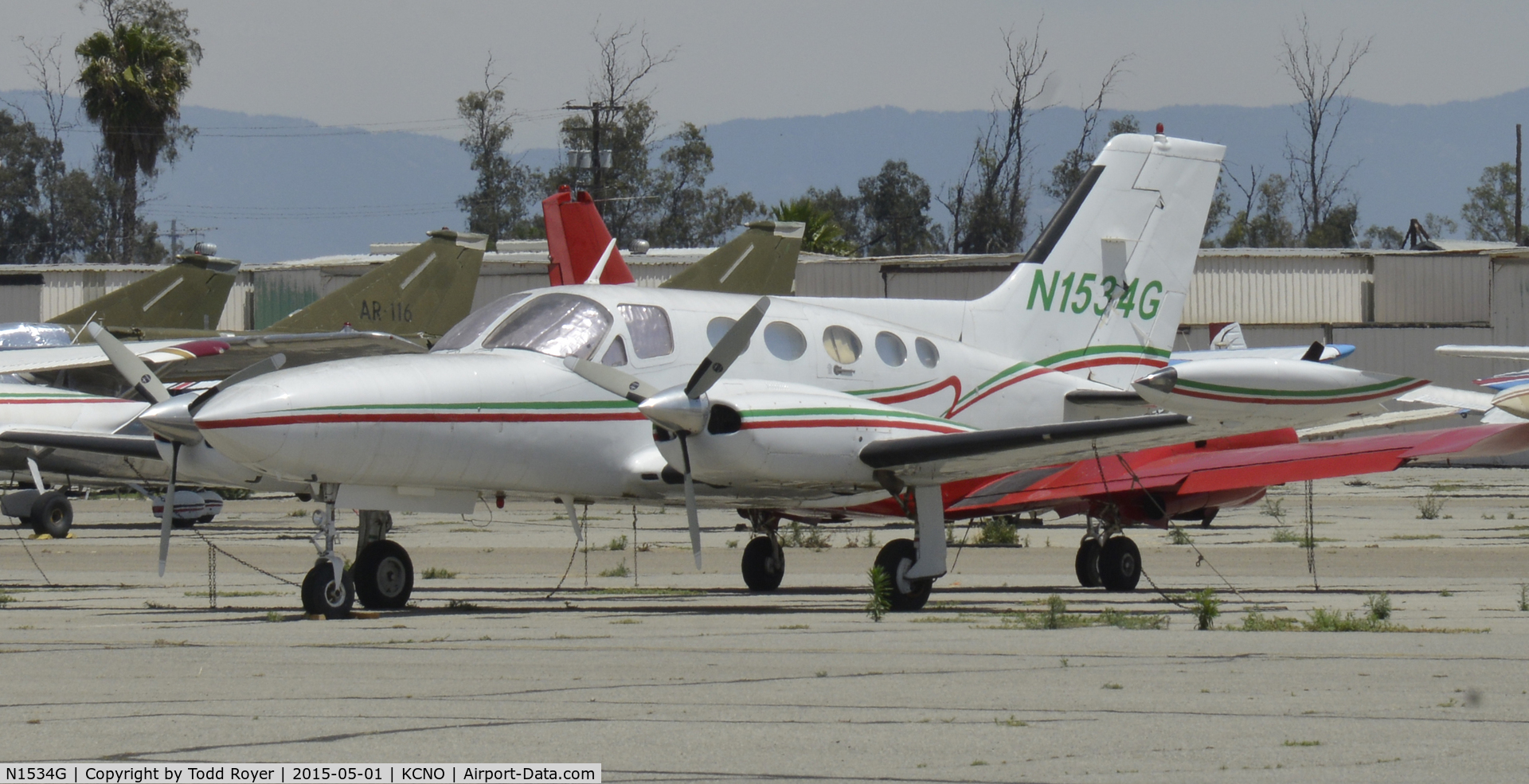 N1534G, 1974 Cessna 421B Golden Eagle C/N 421B0630, Parked at Chino