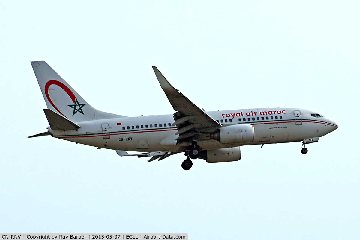 CN-RNV, 2002 Boeing 737-7B6 C/N 28988, Boeing 737-7B6 [28988] (Royal Air Maroc) Home~G 07/05/2015. On approach 27L.