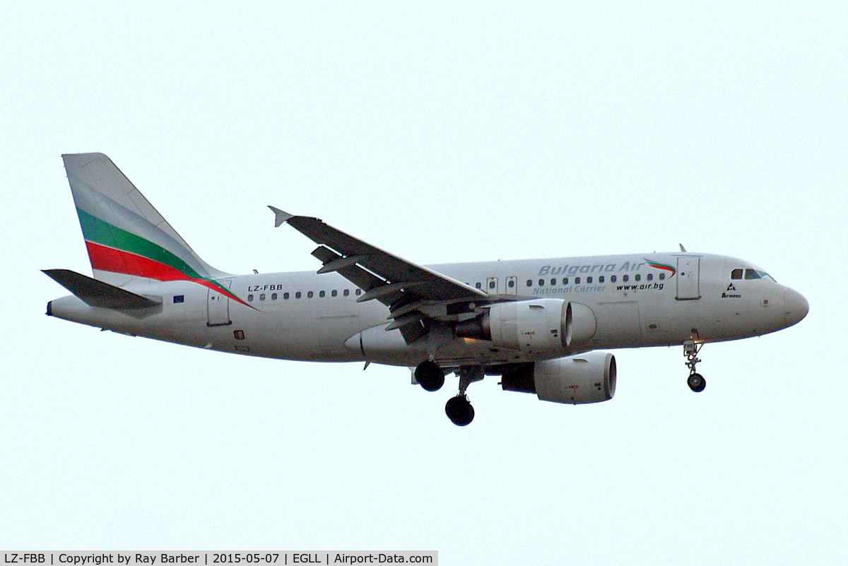 LZ-FBB, 2007 Airbus A319-112 C/N 3309, Airbus A319-112 [3309] (Bulgaria Air) Home~G 07/05/2015. On approach 27L.