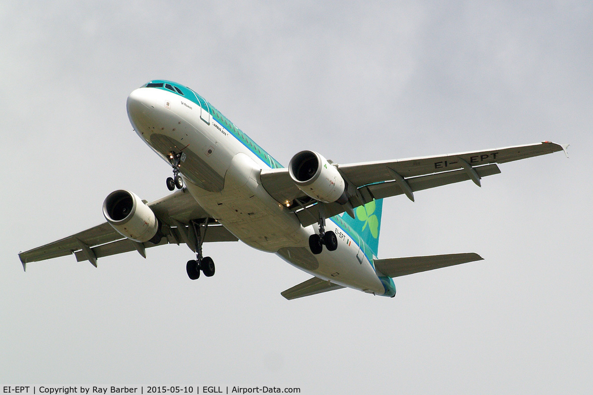 EI-EPT, 2007 Airbus A319-111 C/N 3054, Airbus A319-111 [3054] (Aer Lingus) Home~G 10/05/2015. On approach 27R.