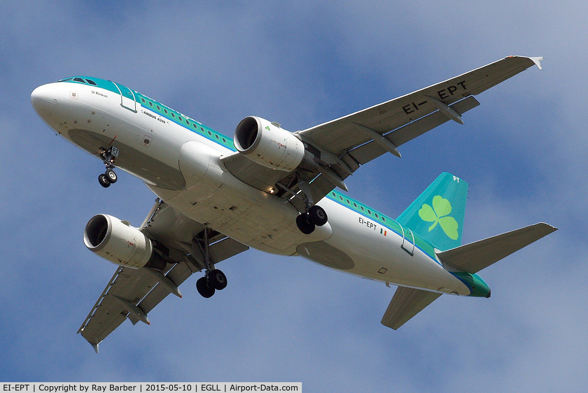 EI-EPT, 2007 Airbus A319-111 C/N 3054, Airbus A319-111 [3054] (Aer Lingus) Home~G 10/05/2015. On approach 27R.