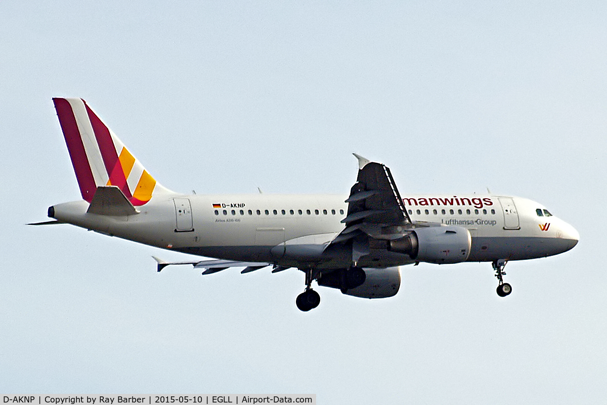 D-AKNP, 1999 Airbus A319-112 C/N 1155, Airbus A319-112 [1155] (Germanwings) Home~G 10/05/2015. On approach 27L.