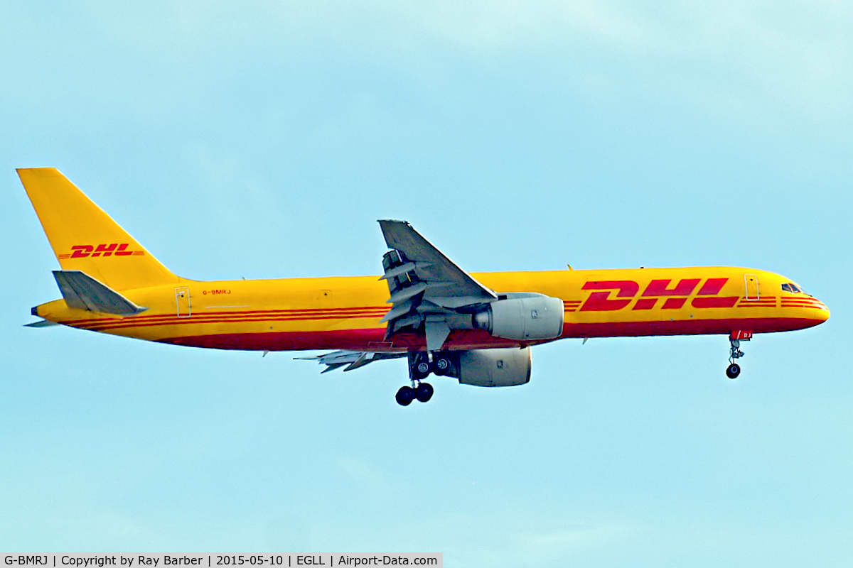 G-BMRJ, 1989 Boeing 757-236/SF C/N 24268, Boeing 757-236F [24268] (DHL) Home~G 10/05/2015. On approach 27L.
