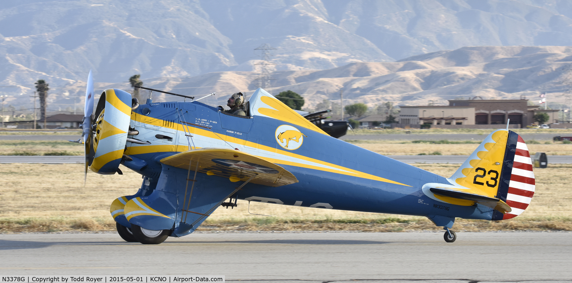 N3378G, 1933 Boeing P-26 Peashooter C/N 33123, Taxiing at Chino