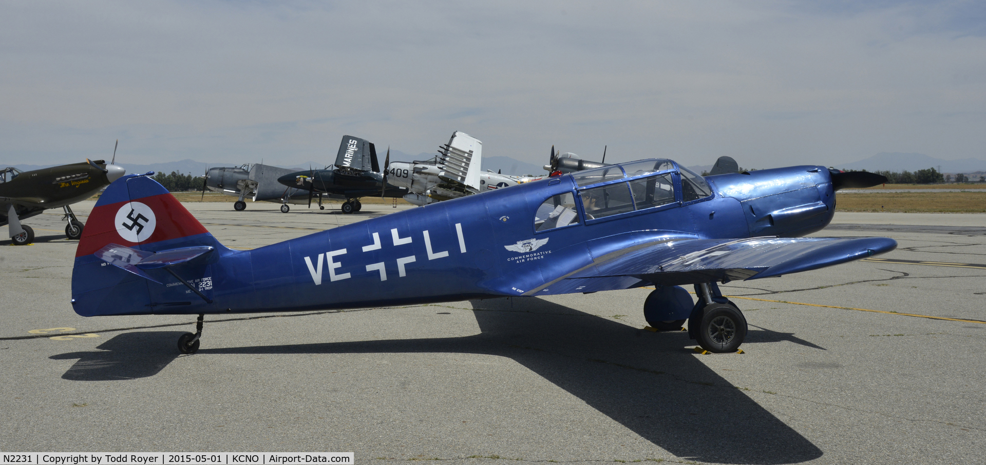 N2231, 1942 Messerschmitt Bf-108D-1 Taifun C/N 3059, On display at the 2015 Planes of Fame Airshow