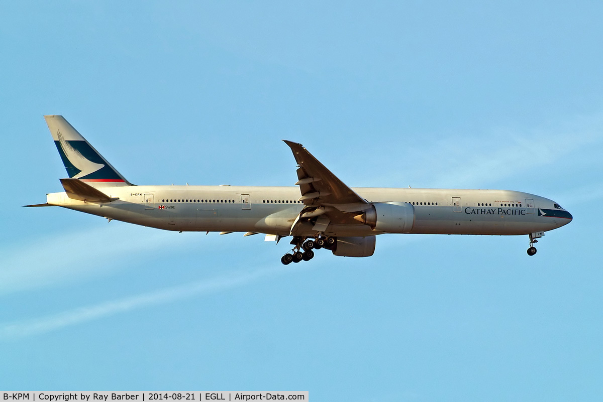 B-KPM, 2009 Boeing 777-367/ER C/N 36159, Boeing 777-367ER [36159] (Cathay Pacific Airways) Home~G 21/08/2014. On approach 27L.