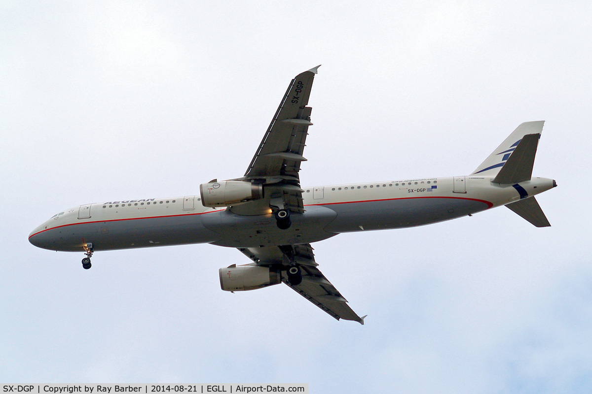 SX-DGP, 2007 Airbus A321-232 C/N 3302, Airbus A321-232 [3302] (Aegean Airlines) Home~G 21/08/2014. On approach 27R.