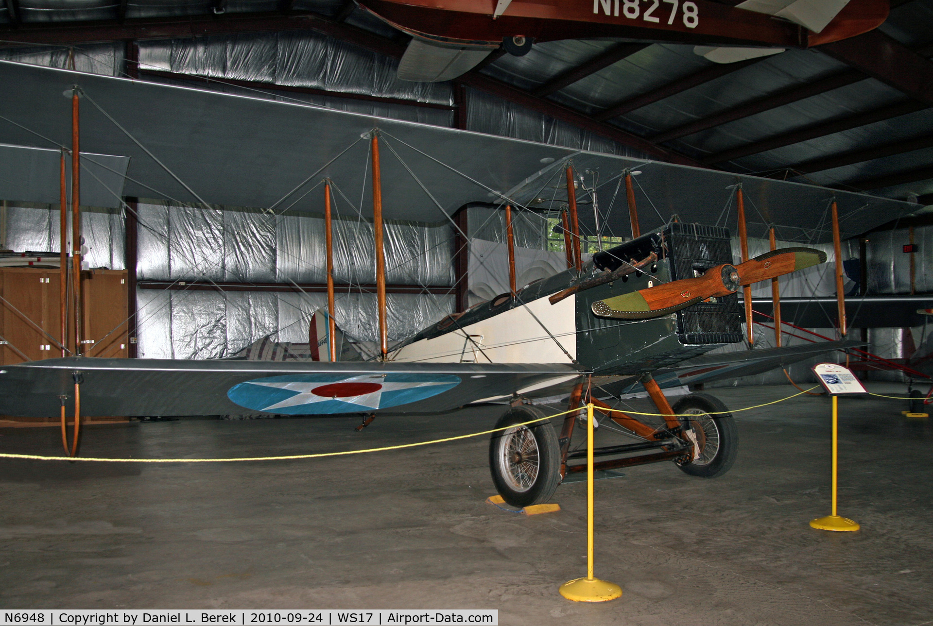 N6948, 1917 Standard J-1 C/N 1956, This lovely 1917 original Standard biplane is displayed with pride at the EAA AirVenture Museum.  This is how she appeared in 2010; soon thereafter, she was painted all yellow, with 