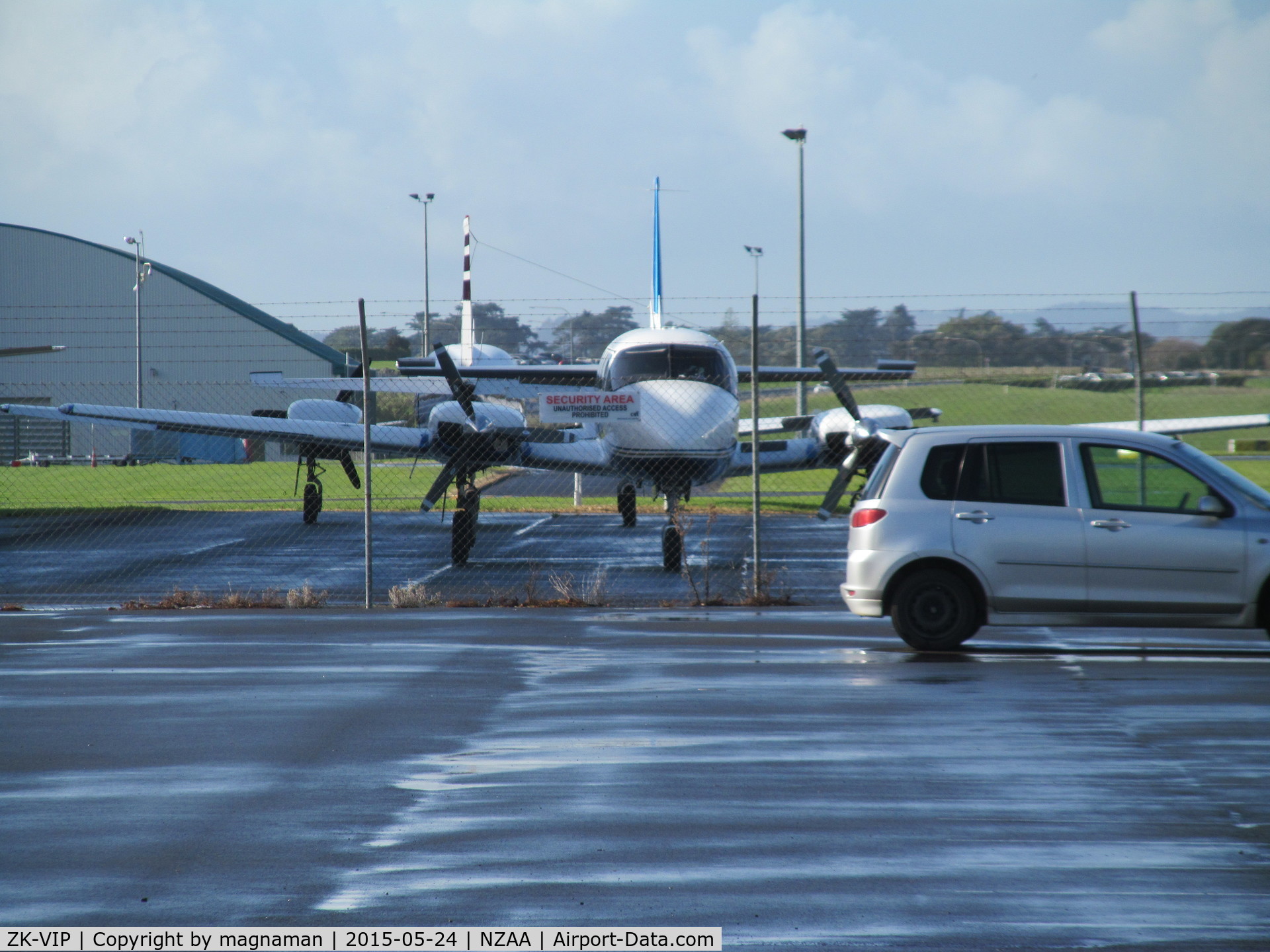 ZK-VIP, Piper PA-31-350 Chieftain C/N 31-7405482, Parked in unusual spot outside air NZ maintenance along with anther PA31 of Great Barrier Airlines.