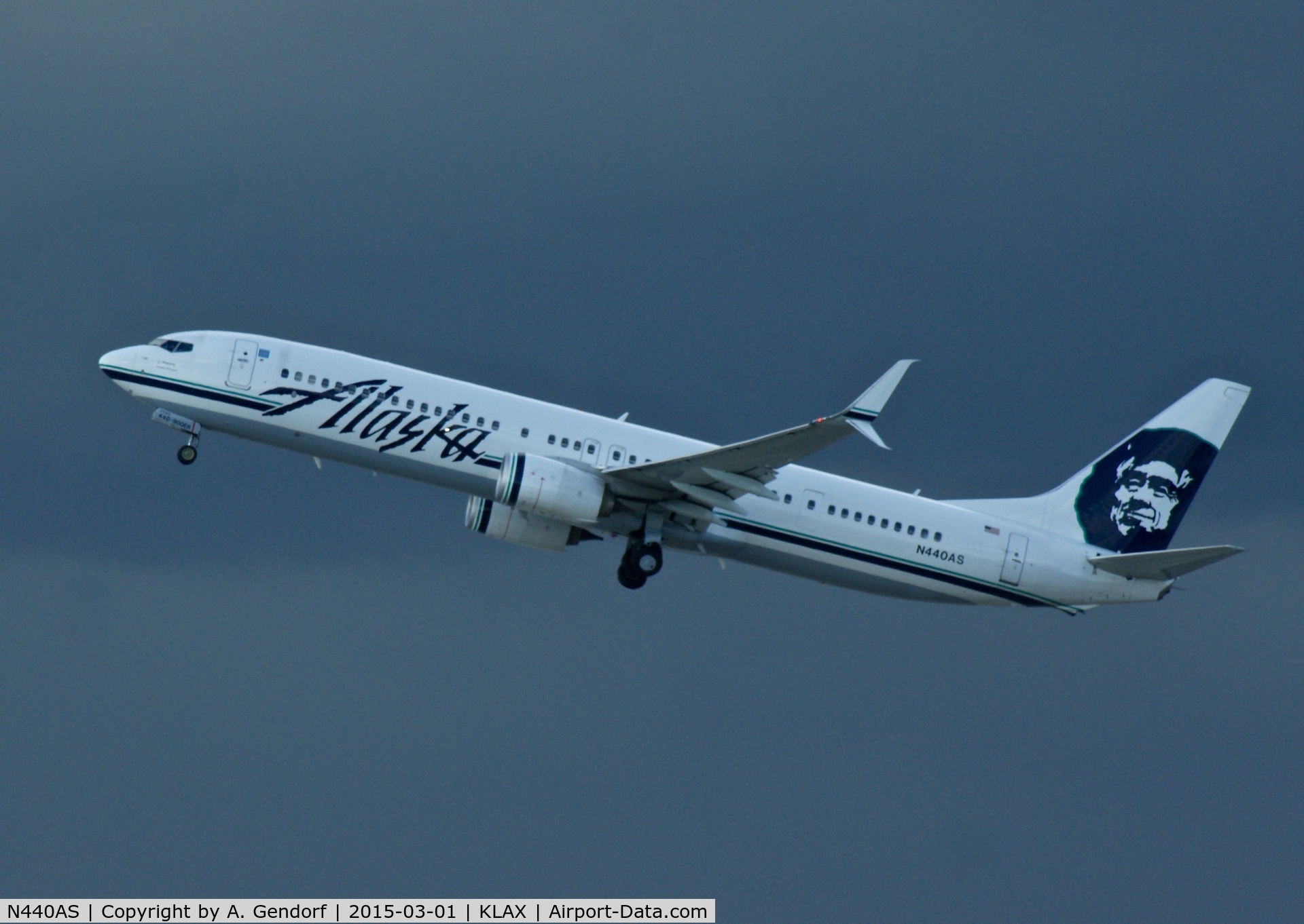 N440AS, 2013 Boeing 737-990/ER C/N 41705, Alaska Airlines, is here powerful departing at Los Angeles Int'l(KLAX)