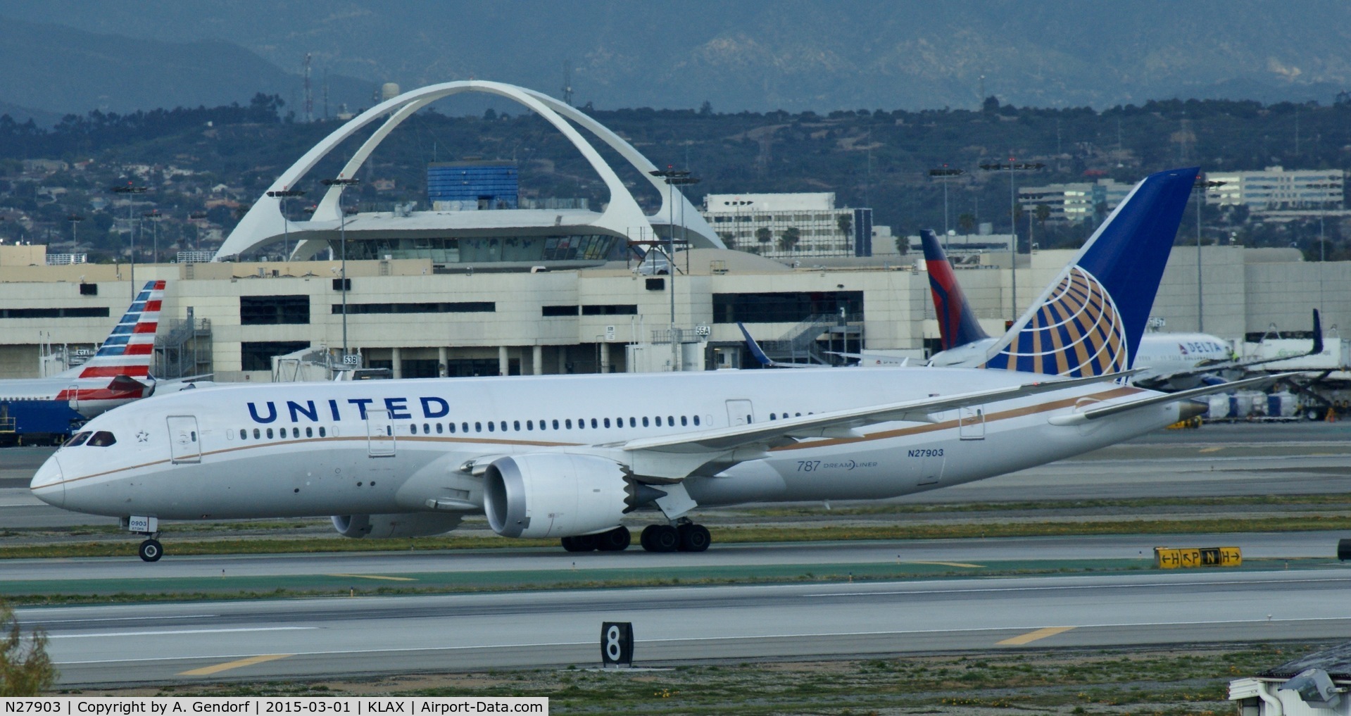 N27903, 2012 Boeing 787-8 Dreamliner C/N 34823, United, seen here shortly after landing at Los Angeles Int'l(KLAX)