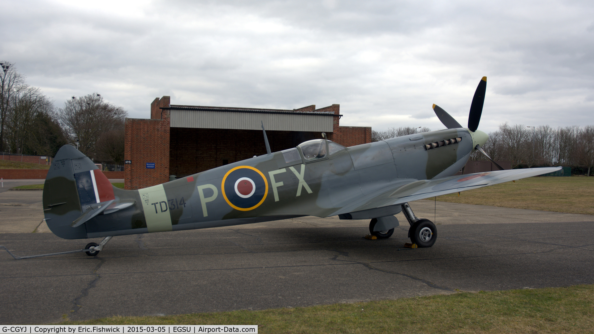 G-CGYJ, 1944 Supermarine Spitfire HFIX  (Mark IXe) C/N CBAF 10492, 4. TD314 - recently restored. seen at Duxford Airfield.