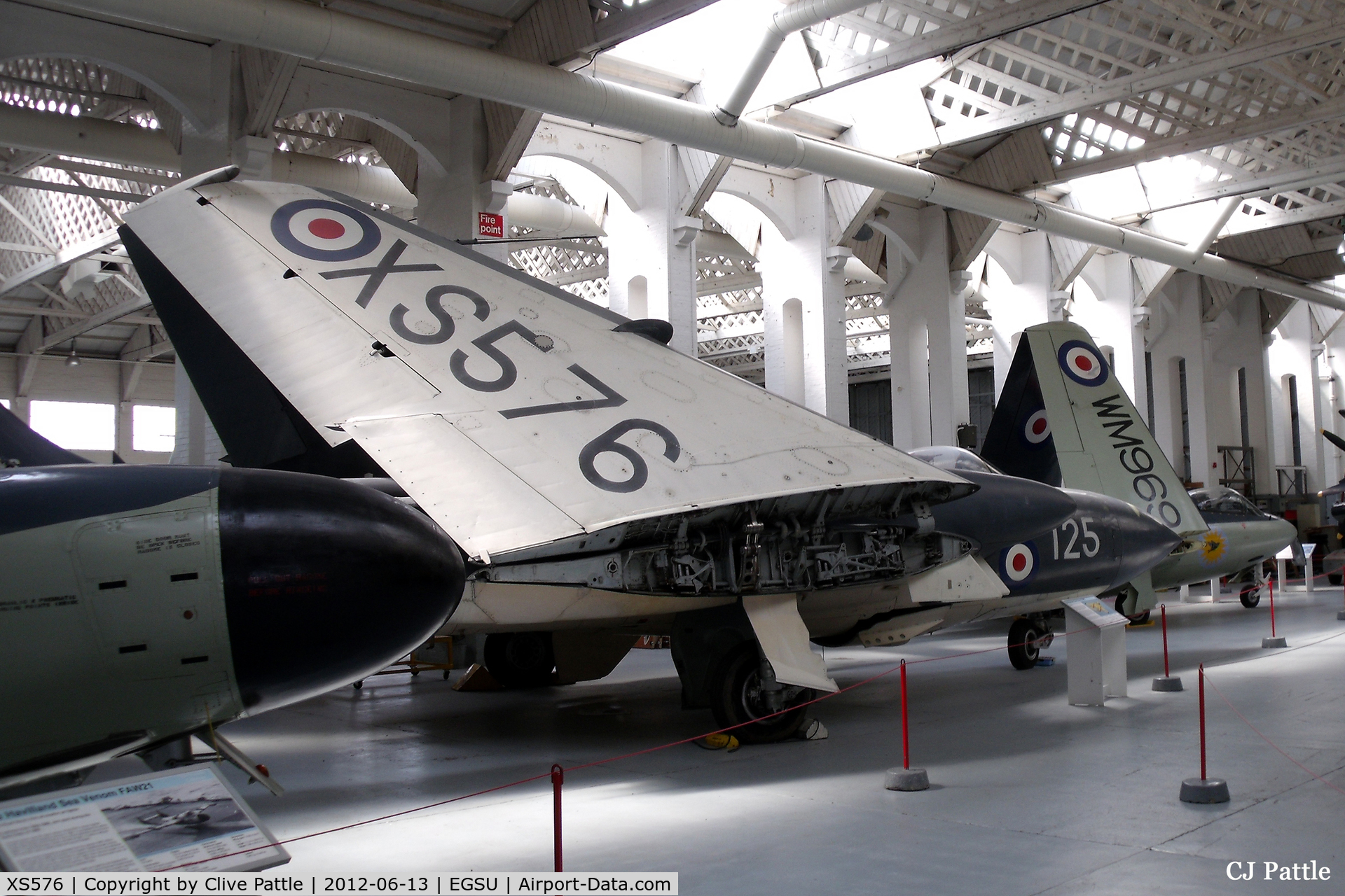 XS576, 1964 De Havilland DH-110 Sea Vixen FAW.2 C/N 10134, On display at the IWM Duxford ex RN FAA coded E-125