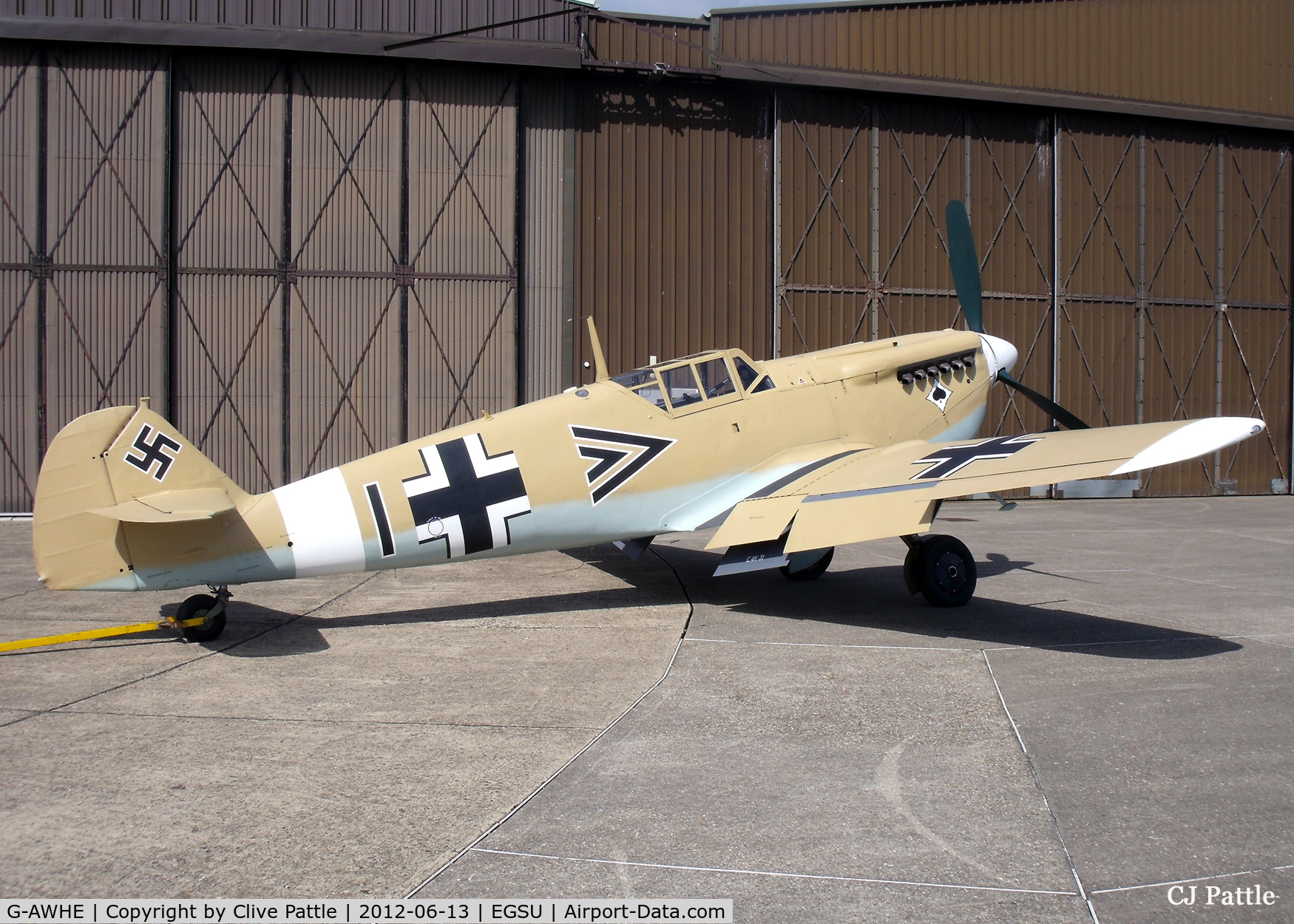 G-AWHE, Hispano HA-1112-M1L Buchon C/N 64, Ready for flight at the IWM Duxford