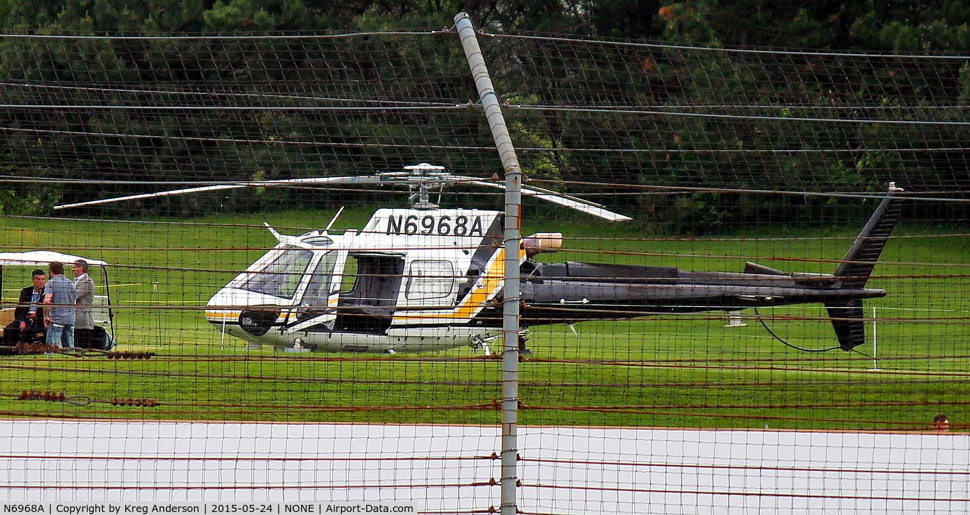 N6968A, 2013 Eurocopter AS-350B-3 Ecureuil Ecureuil C/N 7530, Eurocopter AS350 Astar on the infield at the Indianapolis Motor Speedway.