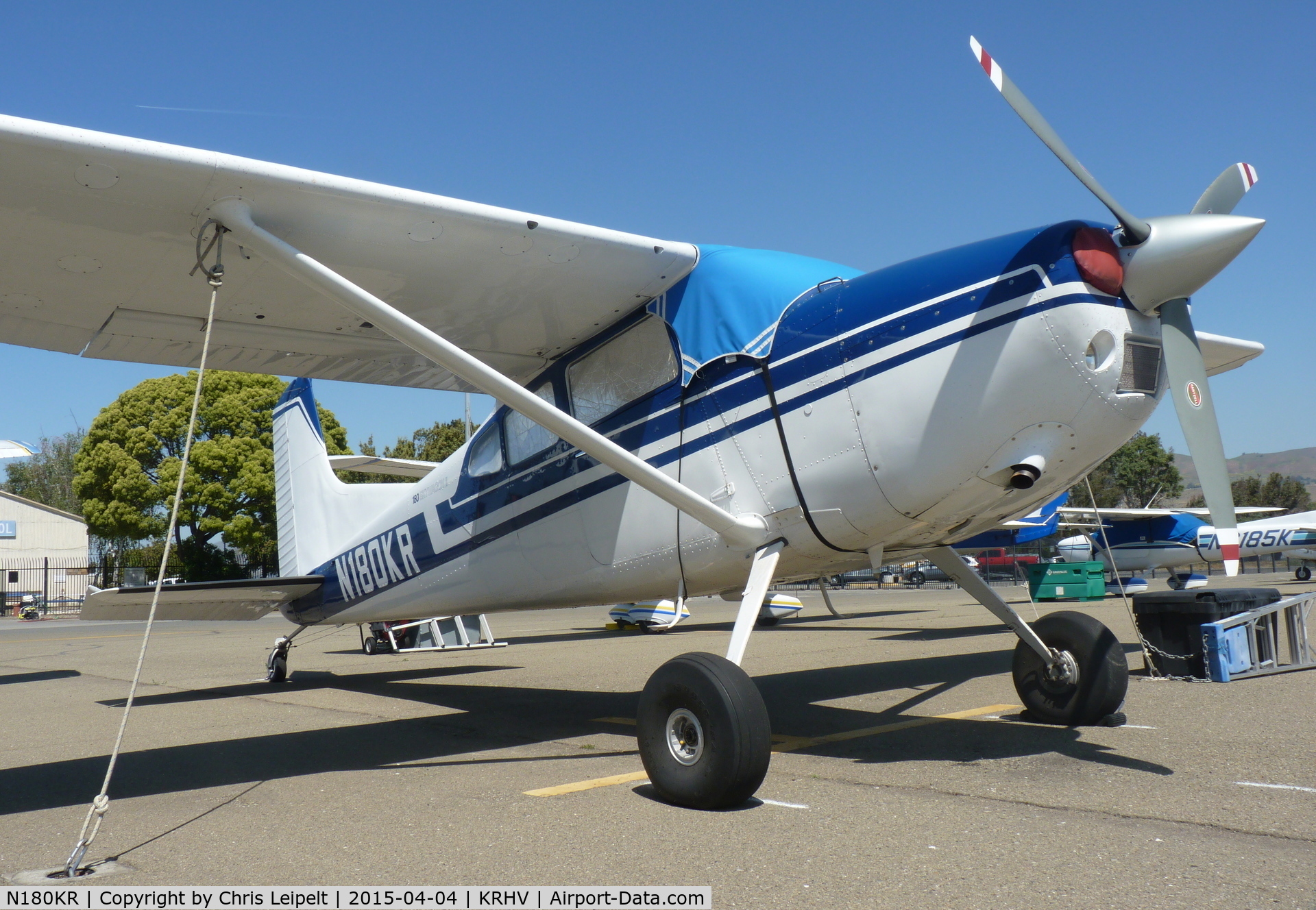 N180KR, 1980 Cessna 180K Skywagon C/N 18053147, A local 1980 Cessna 180K at its tiedown at Reid Hillview Airport, CA.