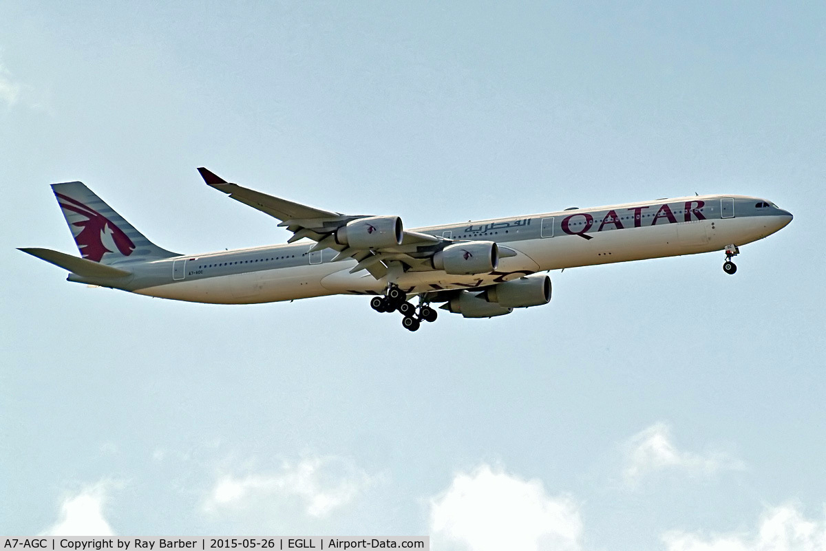 A7-AGC, 2006 Airbus A340-642 C/N 766, Airbus A340-642 [766] (Qatar Airways) Home~G 26/05/2015. On approach 27L.