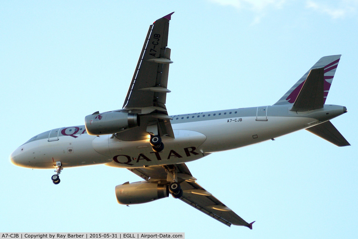 A7-CJB, 2004 Airbus A319-133LR C/N 2341, Airbus A319-133LR [2341] (Qatar Airways) Home~G 31/05/2015. On approach 27R.