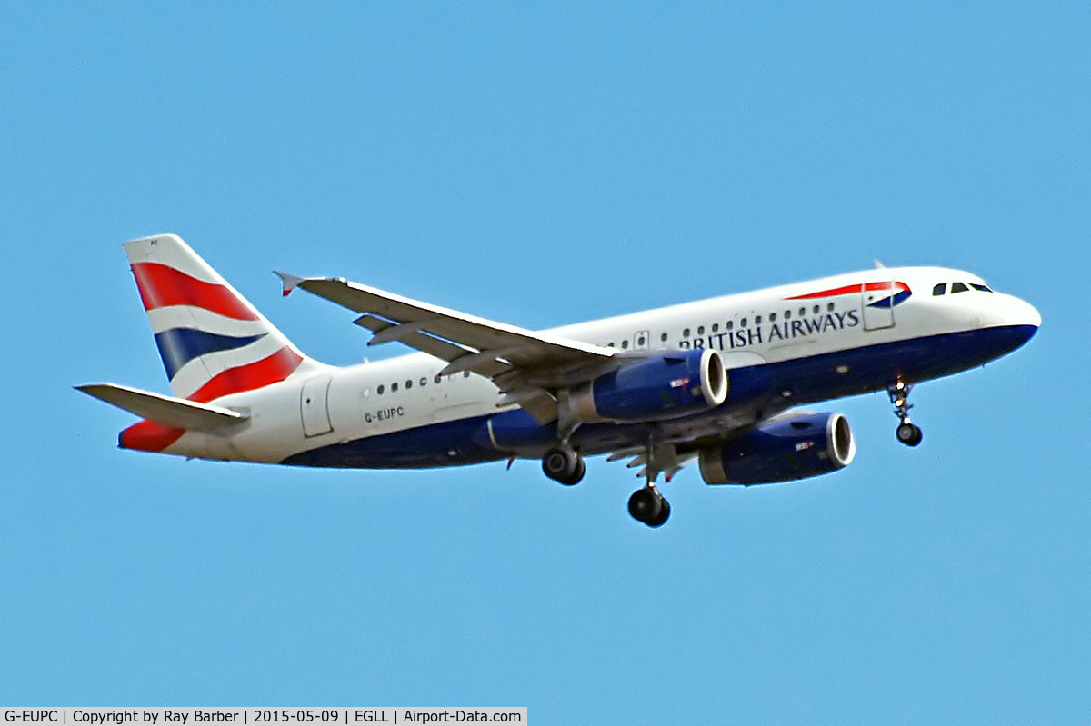G-EUPC, 1999 Airbus A319-131 C/N 1118, Airbus A319-131 [1118] (British Airways) Home~G 09/05/2015. On approach 27L.