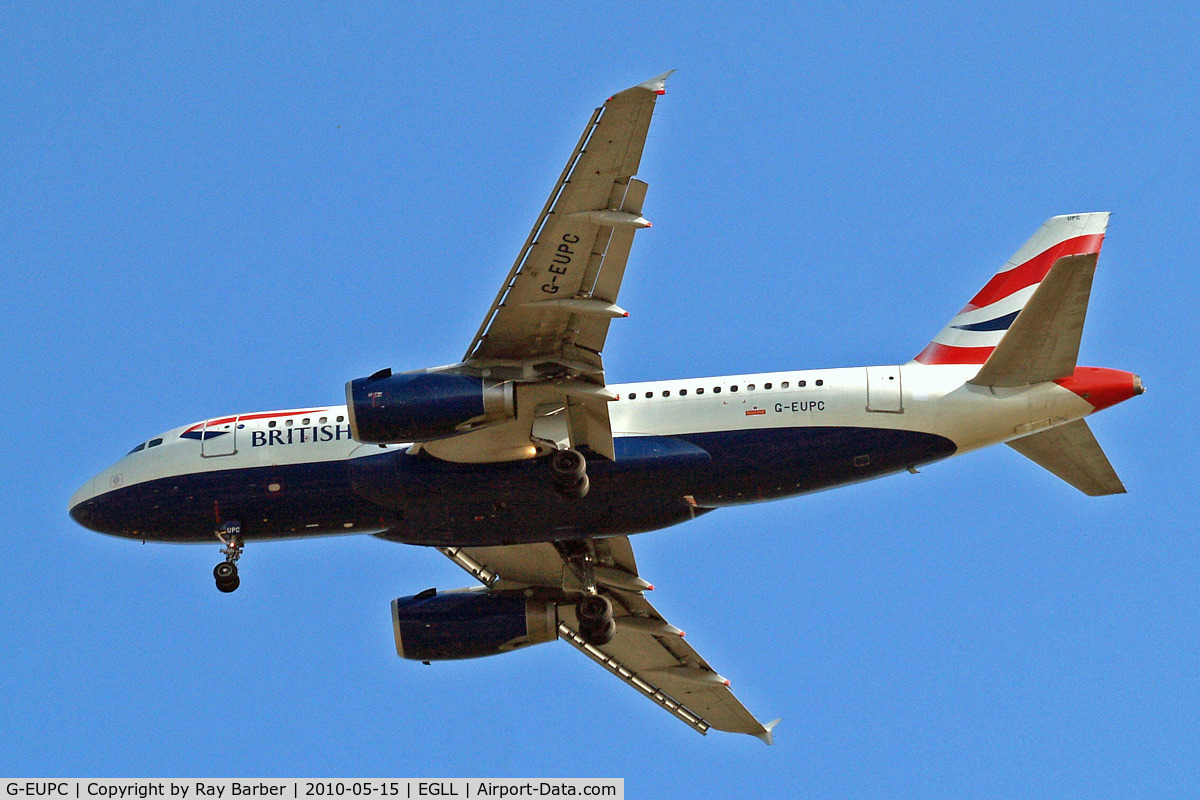 G-EUPC, 1999 Airbus A319-131 C/N 1118, Airbus A319-131 [1118] (British Airways) Home~G 15/05/2010. On approach 27R.