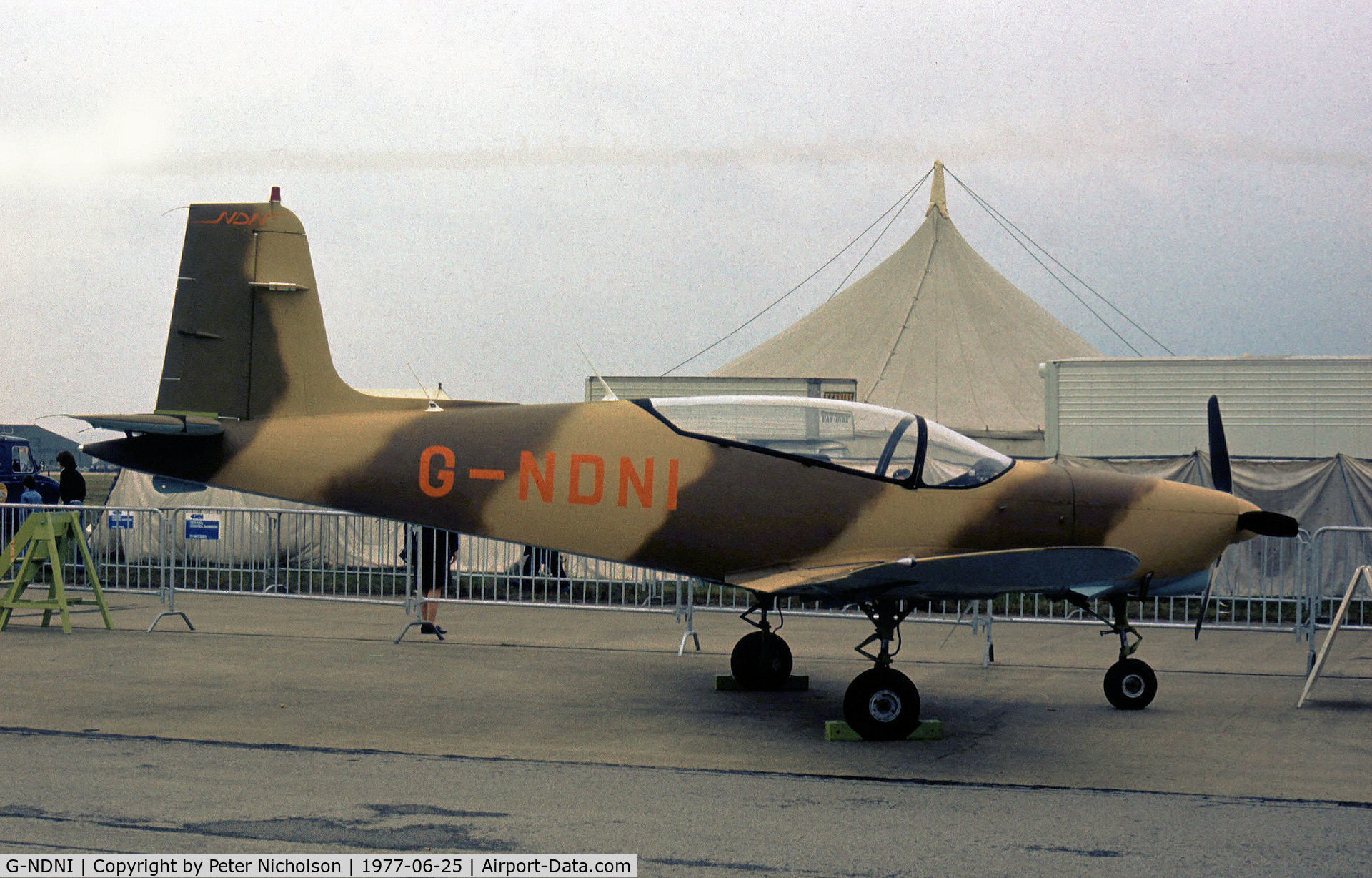 G-NDNI, 1977 Norman NDN-1 Firecracker C/N 001, Norman NDN-1 Firecracker on display at the 1977 International Air Tattoo at RAF Greenham Common.