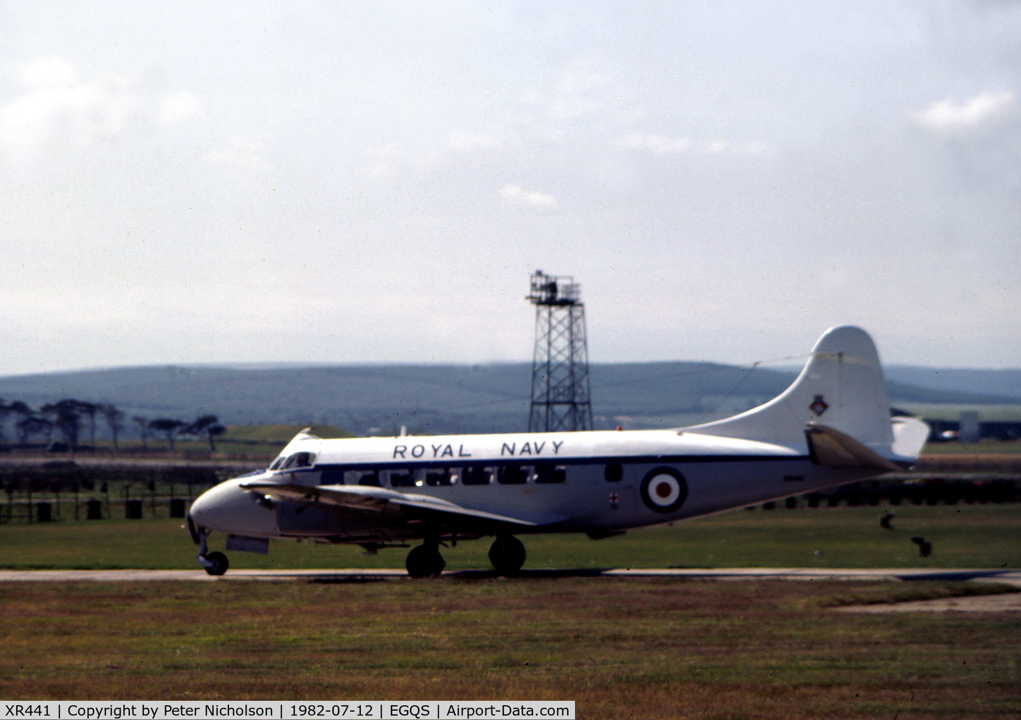 XR441, 1956 De Havilland DH-114 Sea Heron C.1 C/N 14101, Sea Heron C1 of RNAS Yeovilton's Station Flight on a visit to RAF Lossiemouth in the Summer of 1982.