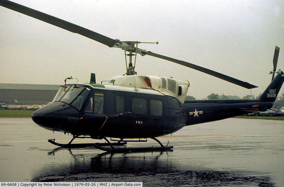 69-6608, 1969 Bell UH-1N Iroquois C/N 31014, UH-1N Iroquois of 67th Air Rescue & Recovery Squadron based at RAF Woodbridge on display at the 1979 RAF Mildenhall Air Fete.