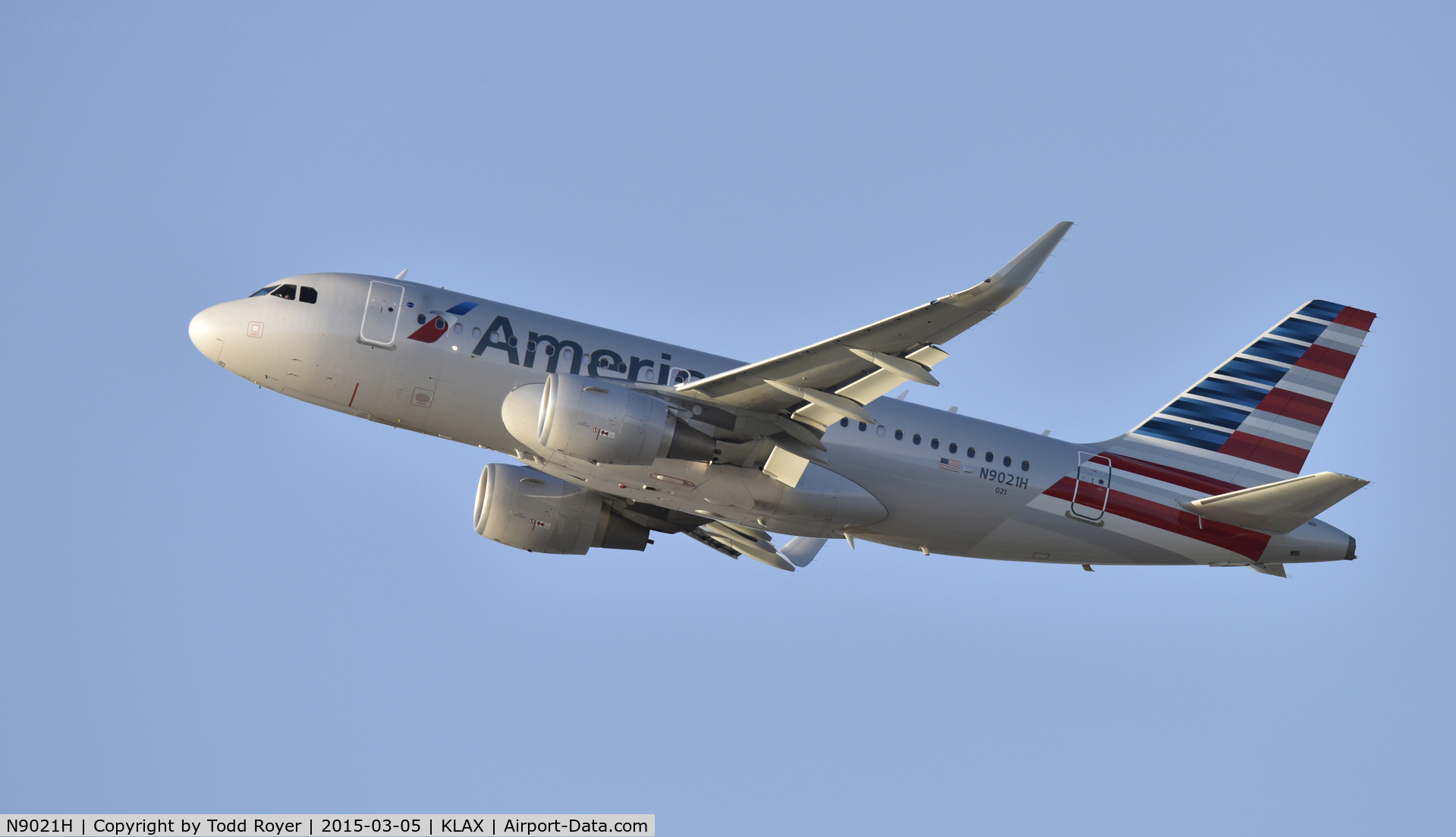 N9021H, 2014 Airbus A319-112 C/N 6277, Departing LAX