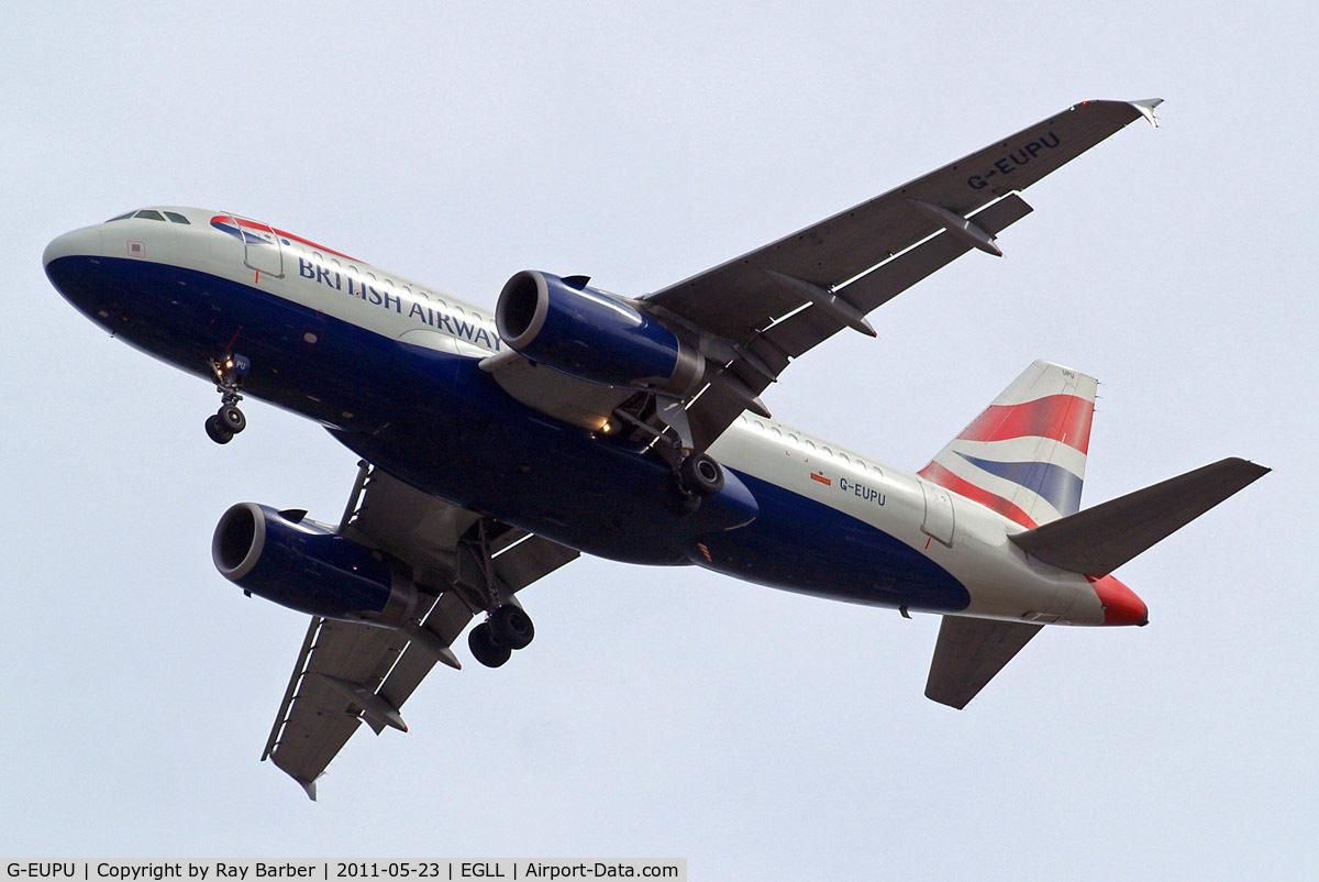 G-EUPU, 2000 Airbus A319-131 C/N 1384, Airbus A319-131 [1384] (British Airways) Home~G 23/05/2011. On approach 27R.