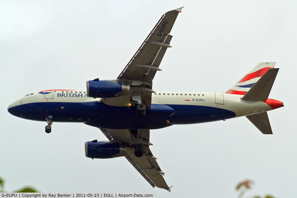 G-EUPU, 2000 Airbus A319-131 C/N 1384, Airbus A319-131 [1384] (British Airways) Home~G 23/05/2011. On approach 27R.