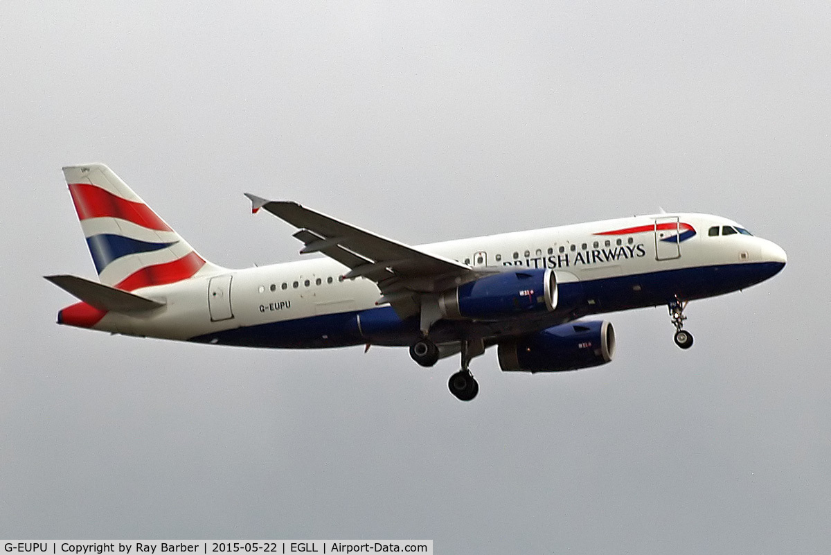 G-EUPU, 2000 Airbus A319-131 C/N 1384, Airbus A319-131 [1384] (British Airways) Home~G 22/05/2015. On approach 27L.