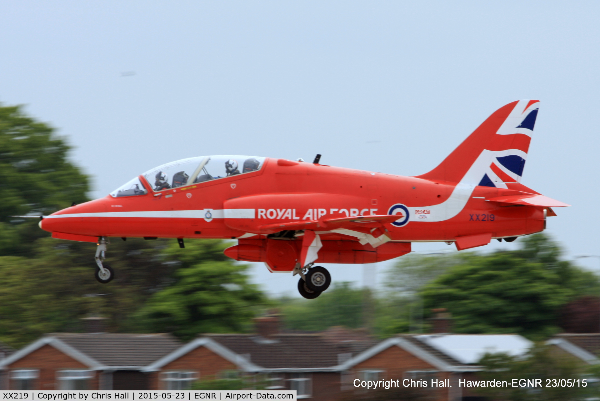 XX219, 1978 Hawker Siddeley Hawk T.1A C/N 055/312055, arriving at Hawarden for the Airshow at Llandudno