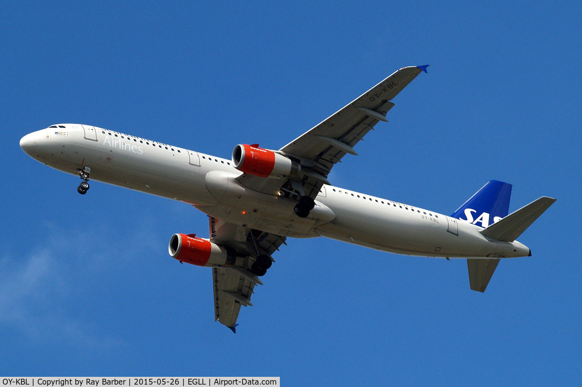 OY-KBL, 2001 Airbus A321-232 C/N 1619, Airbus A321-231 [1619] (SAS Scandinavian Airlines) Home~G 26/05/2015. On approach 27R.