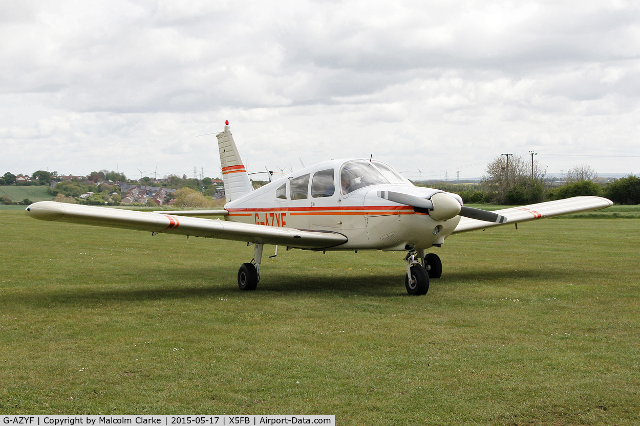 G-AZYF, 1968 Piper PA-28-180 Cherokee C/N 28-5227, Piper PA-28-180 Cherokee at the opening of Fishburn Airfield's new clubhouse, May 17th 2015.