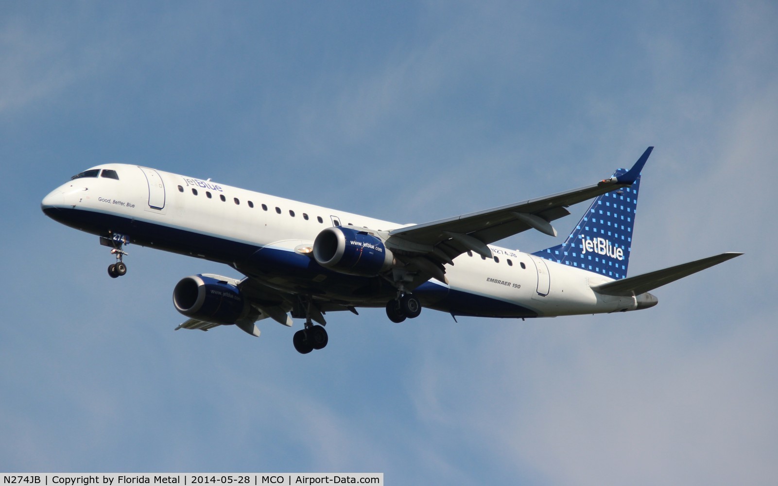 N274JB, 2007 Embraer ERJ-190-100 IGW 190AR C/N 19000082, Jet Blue