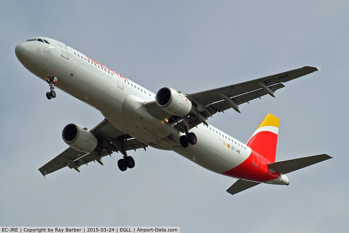 EC-JRE, 2006 Airbus A321-211 C/N 2756, Airbus A321-211 [2756] (Iberia) Home~G 24/03/2015. On approach 27R in revised scheme.