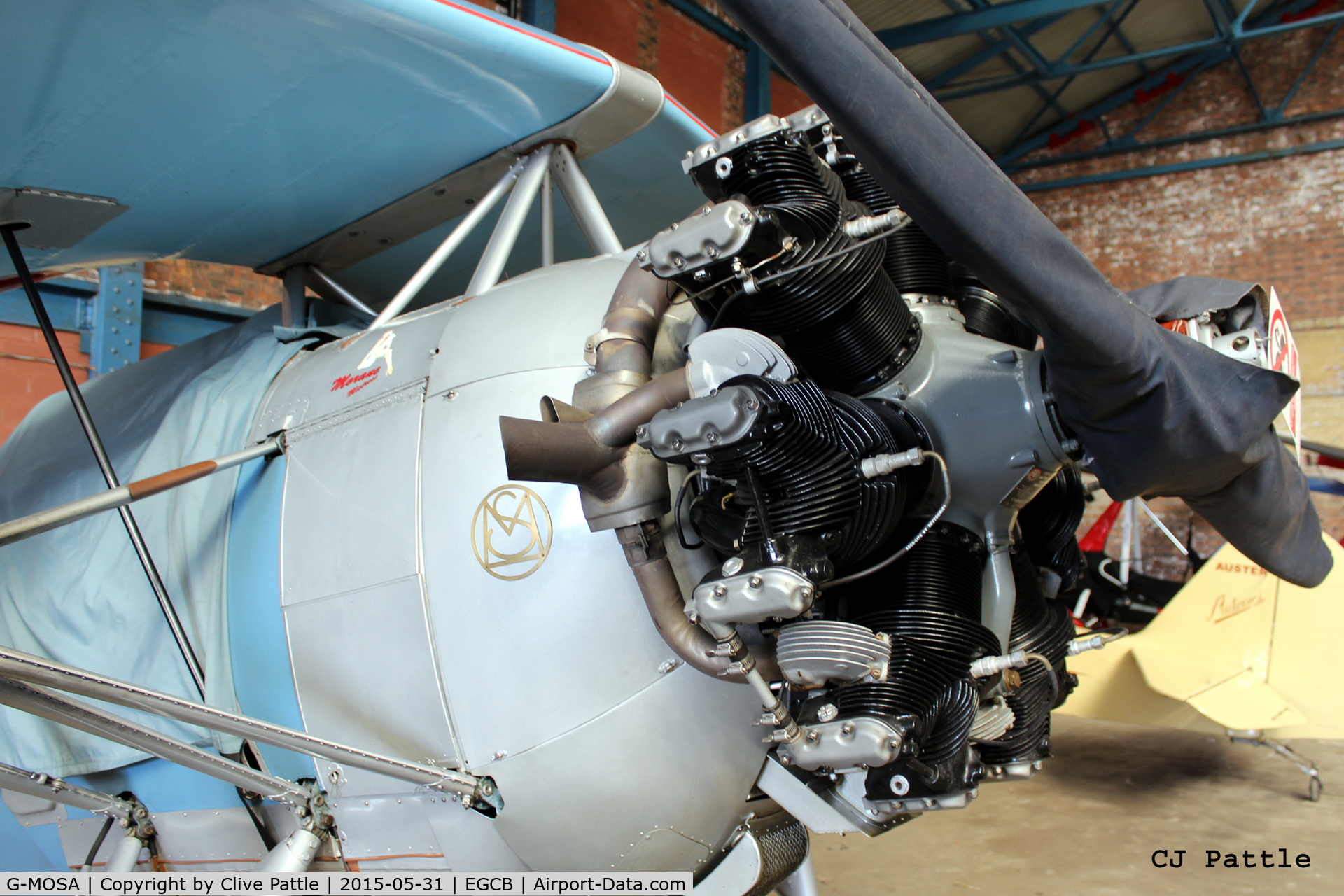G-MOSA, 1952 Morane-Saulnier MS.317 C/N 351, Close up of its radial engine, hangared at Barton EGCB, Manchester