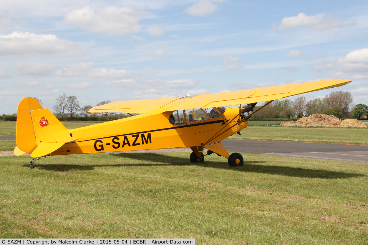 G-SAZM, 1946 Piper J3C-65 Cub Cub C/N 18584, Piper J3C-65 at The Real Aeroplane Club's Auster Fly-In, Breighton Airfield, May 4th 2015.