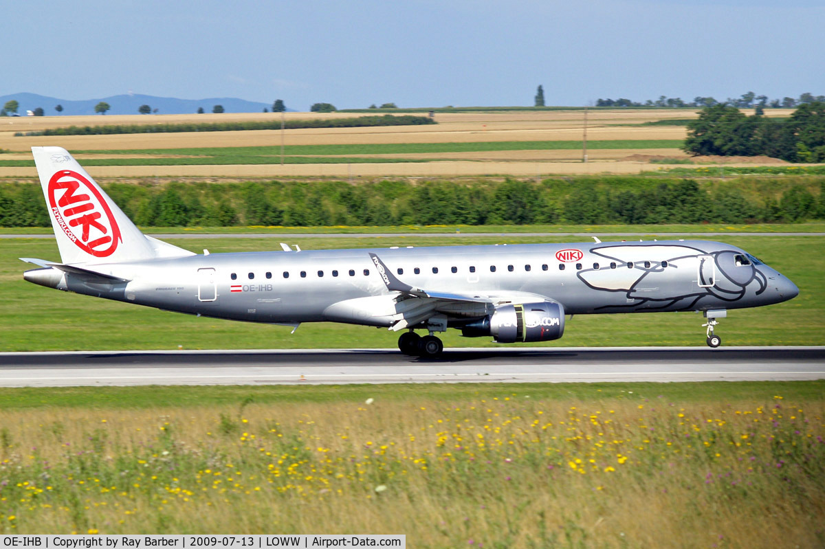 OE-IHB, 2009 Embraer 190LR (ERJ-190-100LR) C/N 19000294, Embraer Emb-195-100LR [19000294] (flyniki) Vienna-Schwechat~OE 13/07/2009